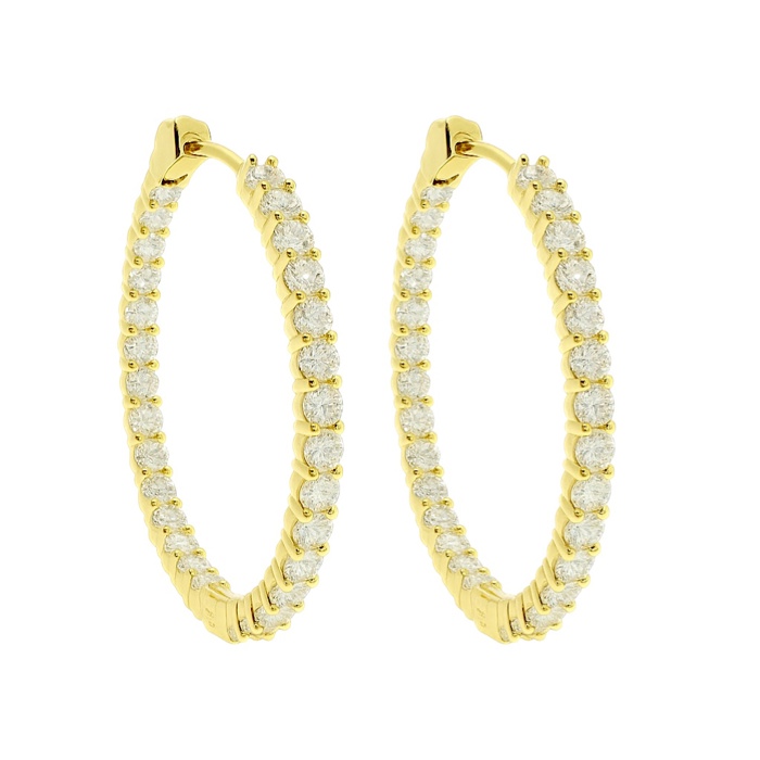 Sterling Silver Moissanite 36mm Inside Out Hinged Hoop Earrings