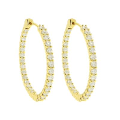 Sterling Silver Moissanite 36mm Inside Out Hinged Hoop Earrings