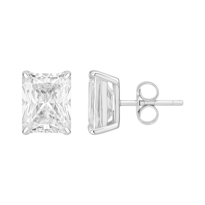 Sterling Silver Moissanite 2.0CT Radiant Cut Stud Earrings