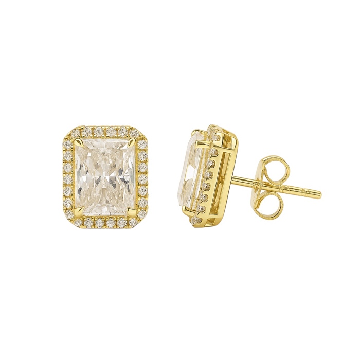 Sterling Silver 2.0CT Radiant Cut Halo Moissanite Earrings