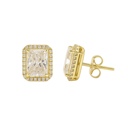 Sterling Silver 2.0CT Radiant Cut Halo Moissanite Earrings