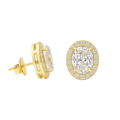 Sterling Silver 1.5CT Oval Moissanite Halo Earrings