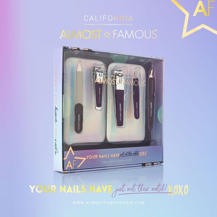ALMOST FAMOUS - 5pc Manicure Kit w/ Holographic Travel Case
