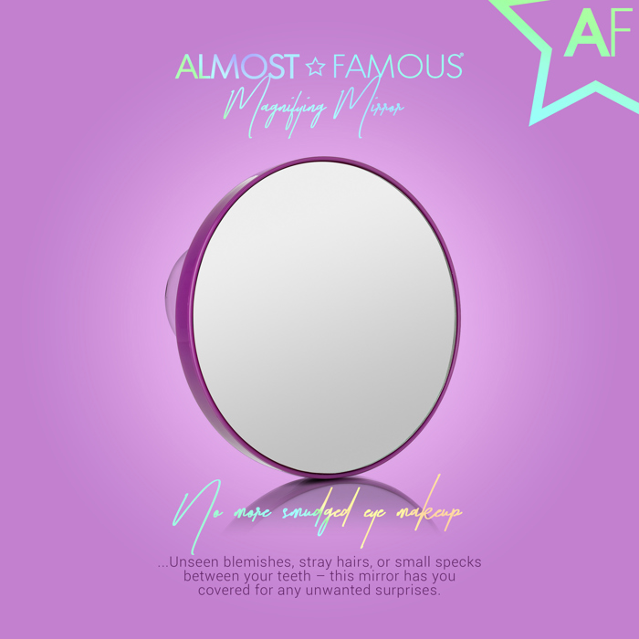 ALMOST FAMOUS - 15X Vanity Mirror with Suction Lock - Twilight