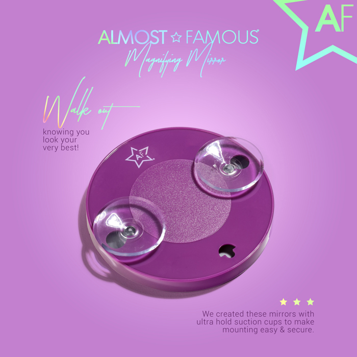 ALMOST FAMOUS - 15X Vanity Mirror with Suction Lock - Twilight