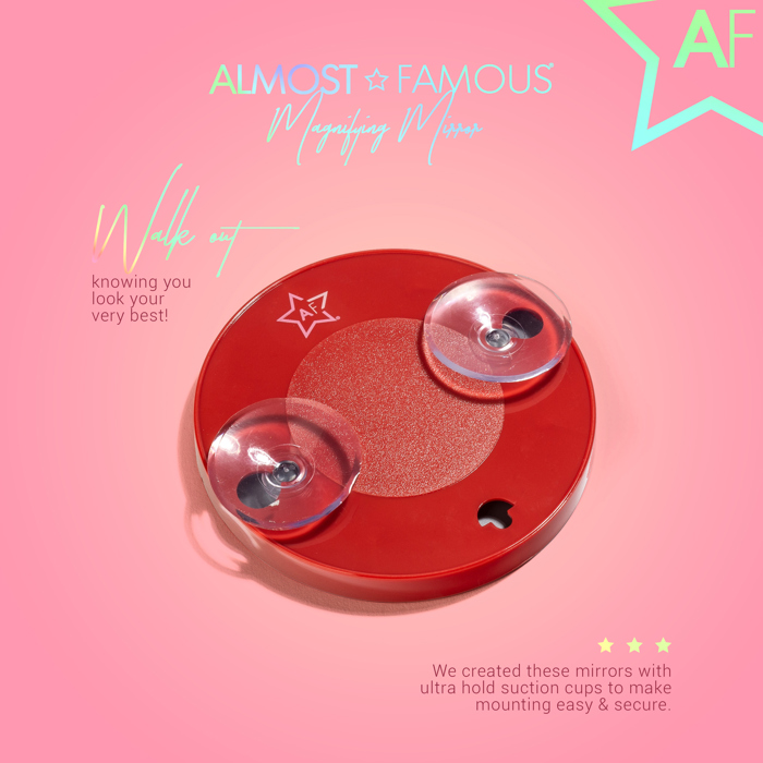 ALMOST FAMOUS - 15X Vanity Mirror with Suction Lock - Twilight