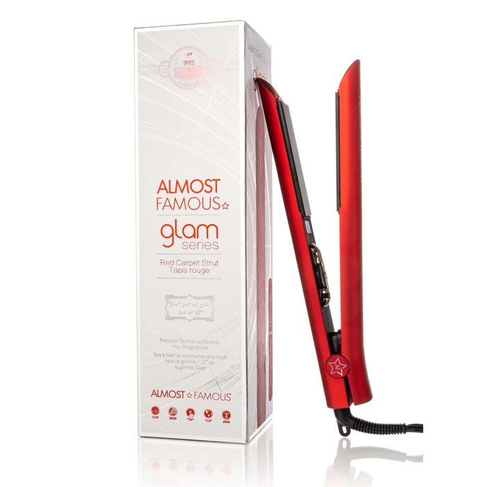 ALMOST FAMOUS - Glam Series 1.25" Flat Iron with Luxe Gem Infused Plates - Pretty in Pink