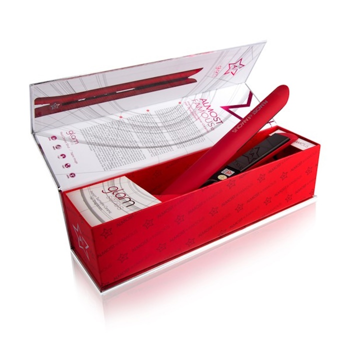 ALMOST FAMOUS - Glam Series 1.25" Flat Iron with Luxe Gem Infused Plates - Pretty in Pink