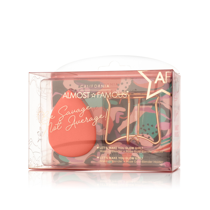 ALMOST FAMOUS - Professional Beauty Blender with Rose Gold Stand - Green