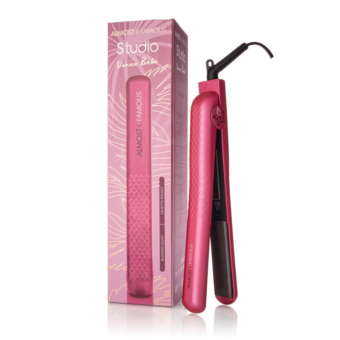 ALMOST FAMOUS - Venice Babe 1.25" Flat Iron with Luxe Gem Infused Plates - Black Dahlia