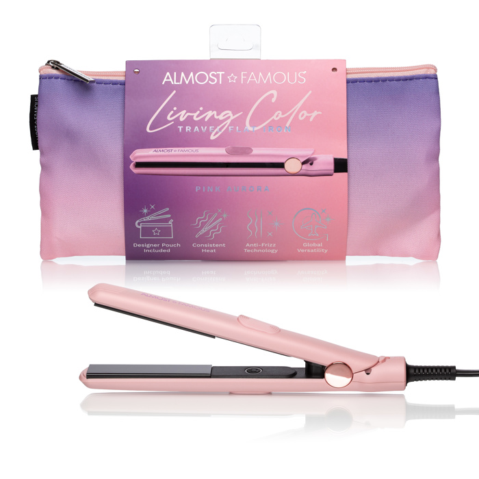 ALMOST FAMOUS - "Living Color" 0.5" Mini Travel Flat Iron with Travel Bag