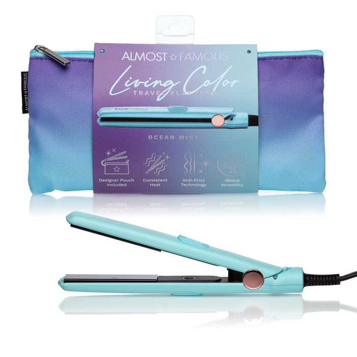ALMOST FAMOUS - "Living Color" 0.5" Mini Travel Flat Iron with Travel Bag