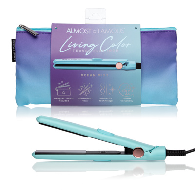 ALMOST FAMOUS - "Living Color" 0.5" Mini Travel Flat Iron with Travel Bag