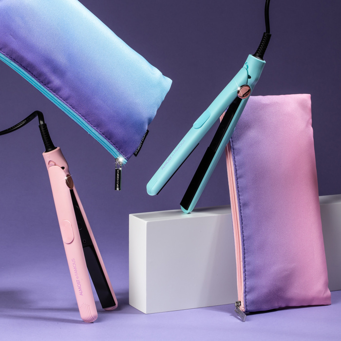 ALMOST FAMOUS - "Living Color" 0.5" Mini Travel Flat Iron with Travel Bag