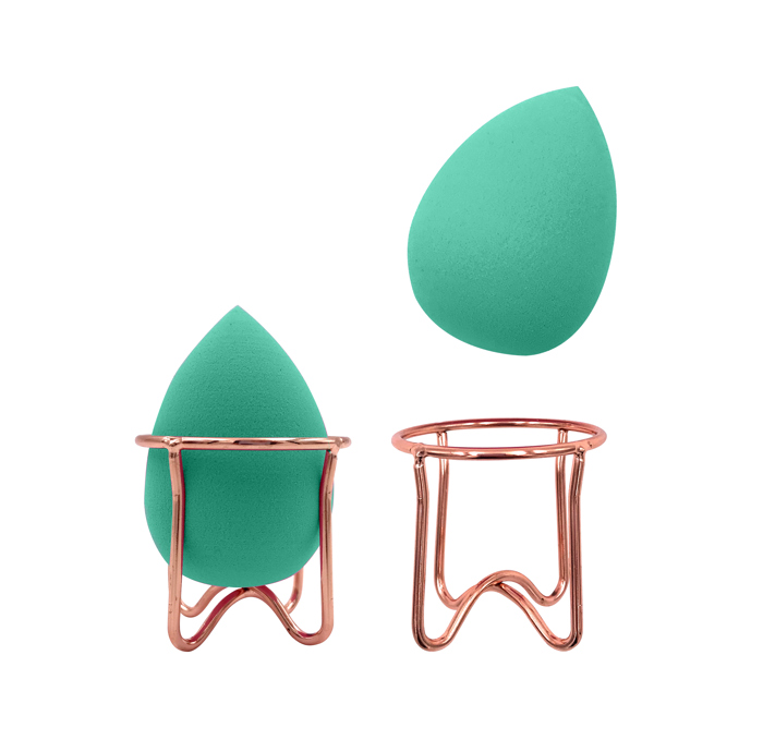 ALMOST FAMOUS - Professional Beauty Blender with Rose Gold Stand - Green