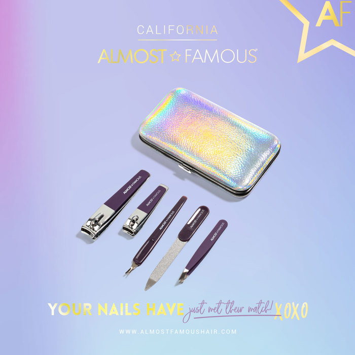 ALMOST FAMOUS - 5pc Manicure Kit w/ Holographic Travel Case