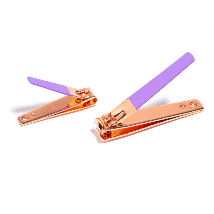 ALMOST FAMOUS - Rose Gold 2-Piece Nail Clipper Set - Purple