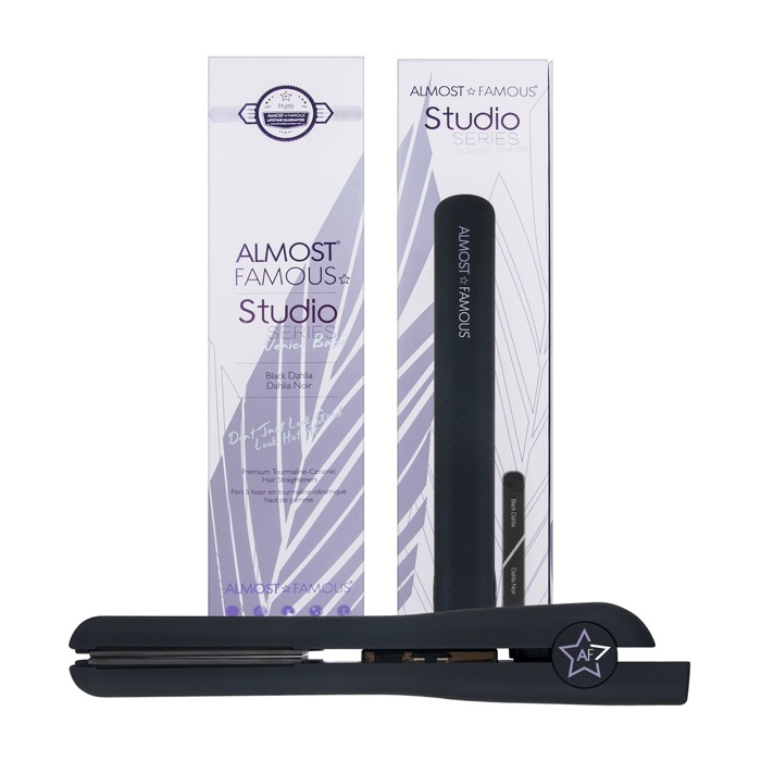 ALMOST FAMOUS - Venice Babe 1.25" Flat Iron with Luxe Gem Infused Plates - Black Dahlia