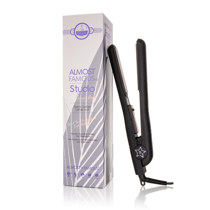 ALMOST FAMOUS - Venice Babe 1.25" Flat Iron with Luxe Gem Infused Plates - Black Dahlia
