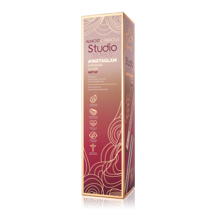 ALMOST FAMOUS - Instaglam 1.25" Flat Iron with Rose Gold Accents - Gold