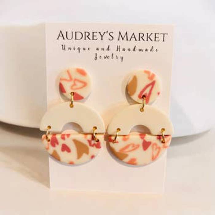 Valentine Heart Polymer Clay Dangle Earrings