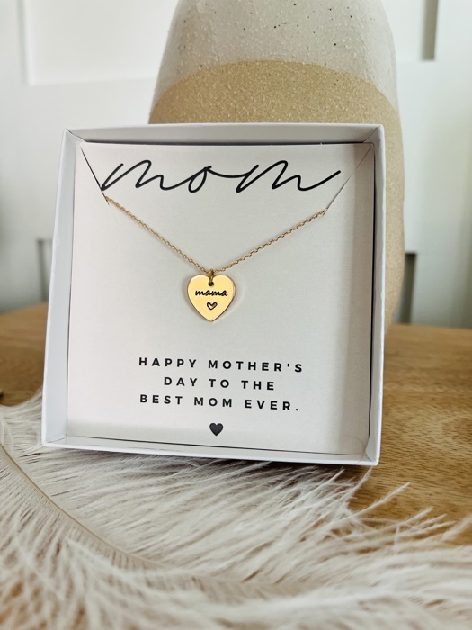 Gold Heart Mama Necklace Mothers Day Gift With FREE Gift Box!
