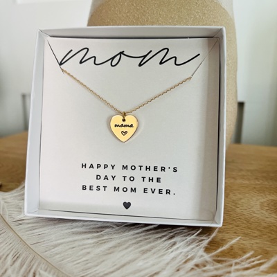 Gold Heart Mama Necklace Mothers Day Gift With FREE Gift Box!