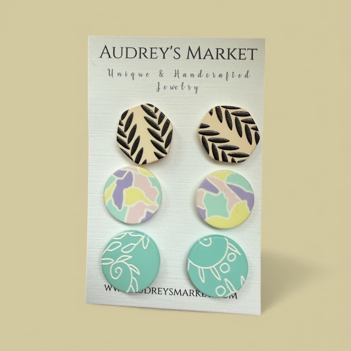 Colorful Clay Earring Stud Packs - Perfect Christmas Stocking Stuffer!