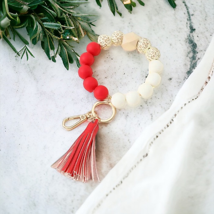 Beaded Wristlet Bangle Keychains - Perfect Stocking Stuffer! 5 Cute Styles