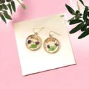 Purple Pressed Flower Resin MOM Gold Earrings - Mothers Day Gift