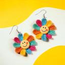  Cheerful Groovy Flower Rainbow Earrings