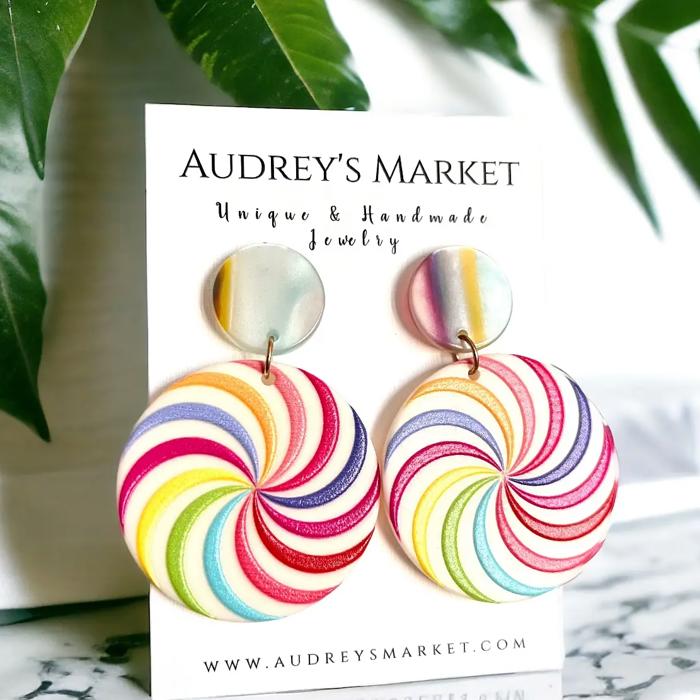 Multi-Colored Disc Pop Colorful Statement Acrylic Earrings