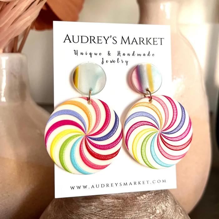 Multi-Colored Disc Pop Colorful Statement Acrylic Earrings