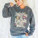 Small Motherhood is Kingdom Work, Pepper Gray Comfort Colors Sweatshirt, Retro Vibe Fall Sweatshirt
