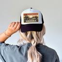  Arizona Sunset Desert Trucker Hat: Faux Embroidery
