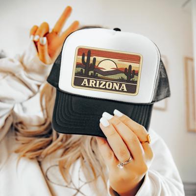 Arizona Sunset Desert Trucker Hat: Faux Embroidery