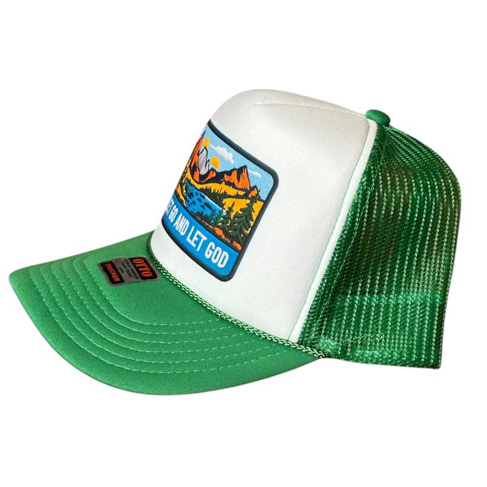 Mountain Scene Trucker Hat, Faith Cap, Let Go and Let God