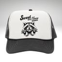  Sweet but Will Throw Hands Racoon Trucker Hat, Sassy Hat, Racoon Humor Snapback Trucker Hat