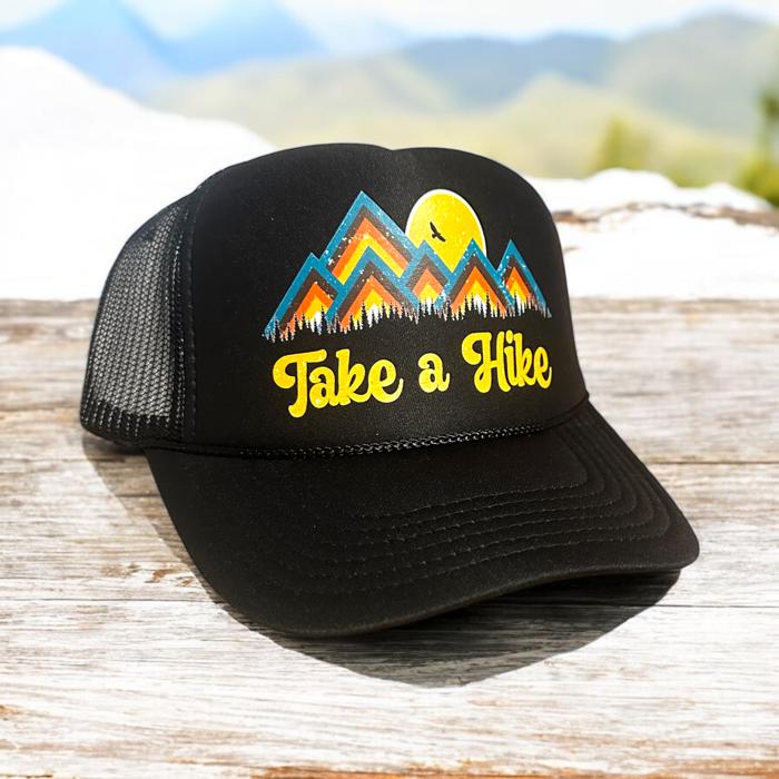 Take a Hike, Mountain Trucker Hat, Black