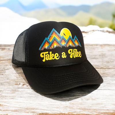 Take a Hike, Mountain Trucker Hat, Black