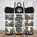  Monster Trucks and Dinosaurs Personalized 12 oz Kids Water Bottle