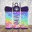  Mermaid Rainbow Scales Kids Flip-Top Leak-Proof Personalized Water Bottle