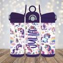 Purple Unicorns and Rainbows 12 oz Flip Top Water Bottle Tumbler, Leak Proof