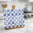 11" x 15" Royal Blue Checkered Glass Cutting Board Kitchen Decor