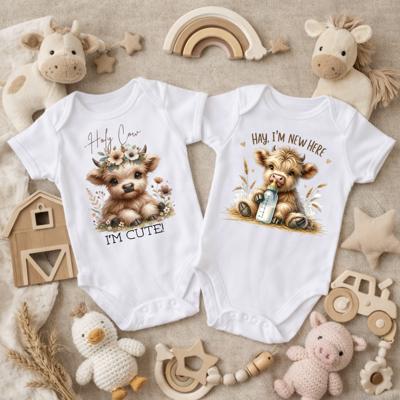 Highland Heifer Baby Bodysuits