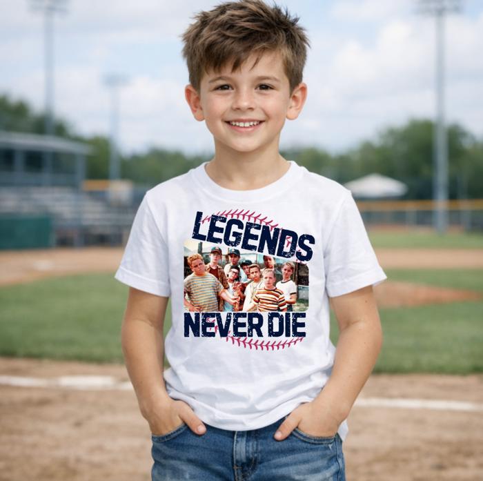 Legends Never Die Kids Baseball Tee Shirt