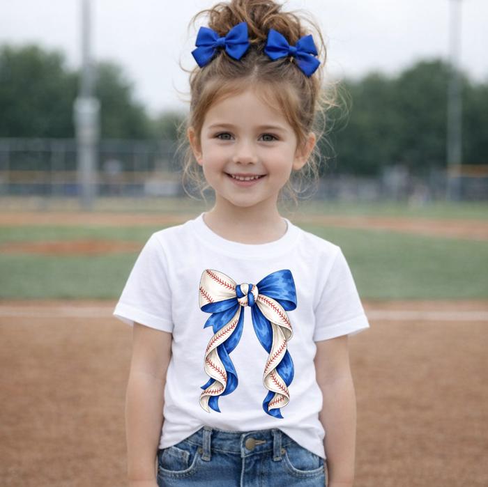 Baseball Coquette Bows Girls Tee Shirt