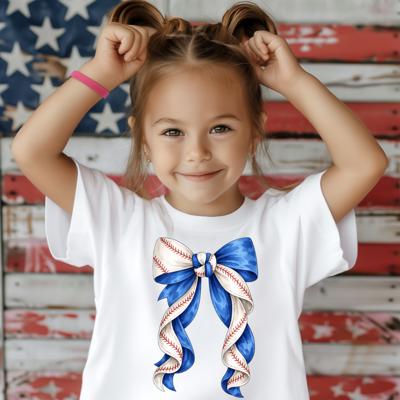Baseball Coquette Bows Girls Tee Shirt