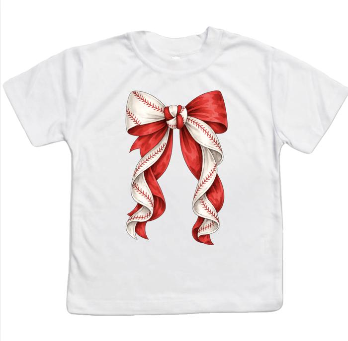 Baseball Coquette Bows Girls Tee Shirt