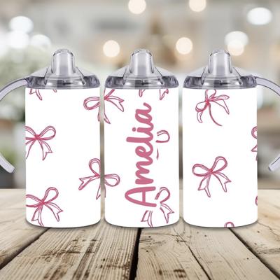 Pink Bows Personalized 12 oz Sippy Cup